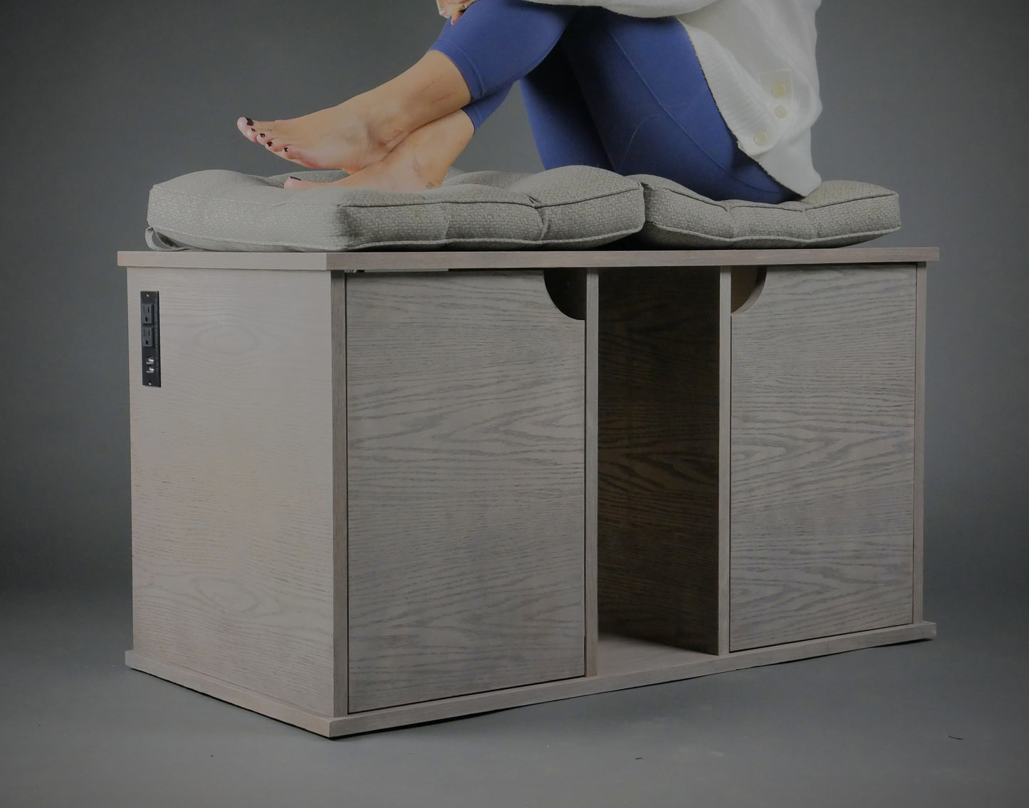 Cat Litter Box Furniture Bench double 2 in 1 with cubbies