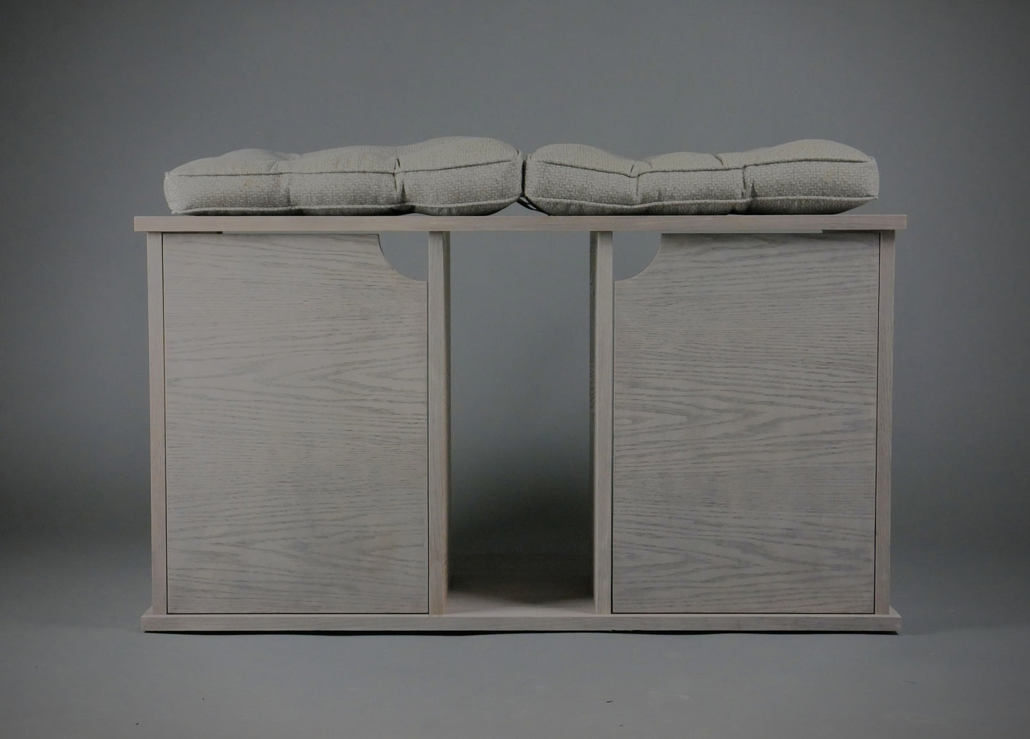 Double Litter Box Cabinet Bench With Two Separate Cubbies